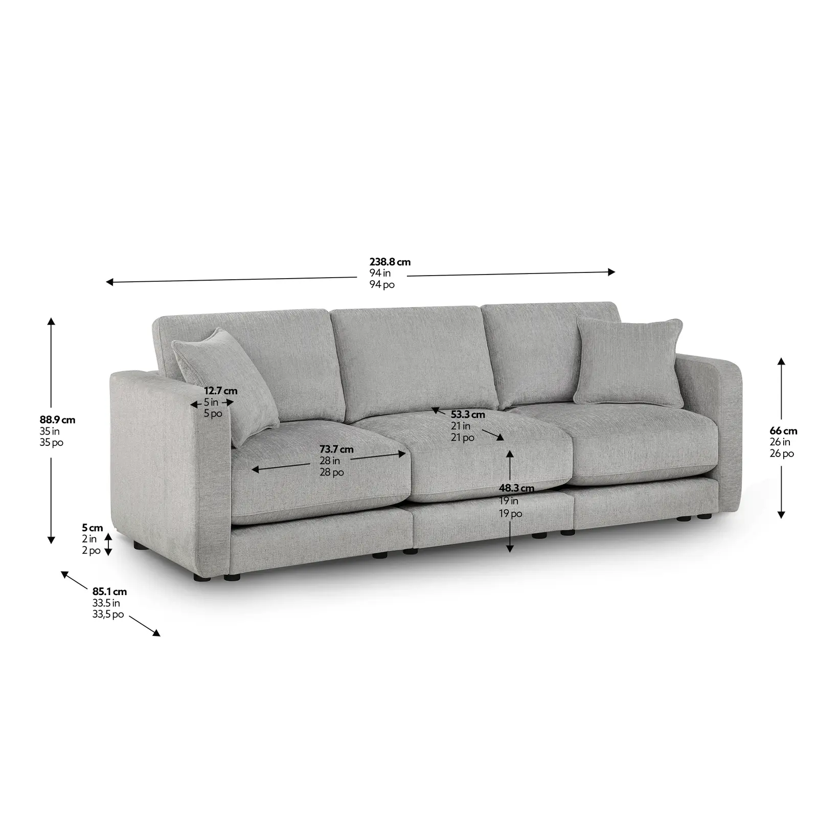 Modular Sofa - Product dimensions
